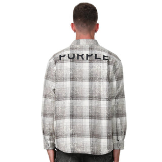 PURPLE BRAND PLAID LS SHIRT GREY