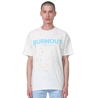 PURPLE BRAND TEXTURED JERSEY INSIDE OUT TEE BURNOUT BRILLIANT WHITE